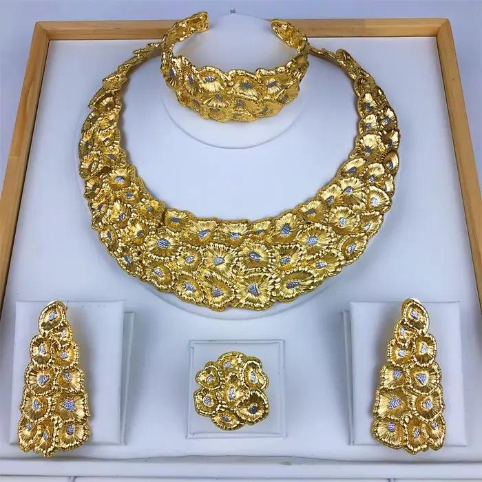 ESALE – ensemble de bijoux pour femmes, collier plaqué or, pendentif rond, boucles d'oreilles simples, Bracelet, cadeau de fête de Banquet