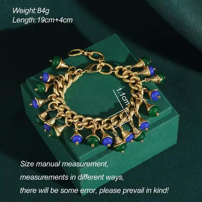 Vintage vert verre fleur goutte bracelets porte-bonheur couleur or tissage chaîne Antique bijoux femmes saint valentin cadeau nouvelle tendance 2025