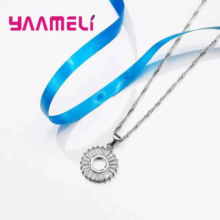 Ensemble de bijoux de luxe en argent 925 pour femme, collier estampillé, boucle d'oreille, cerceau, mode, accessoire classique pour femme, vente en gros