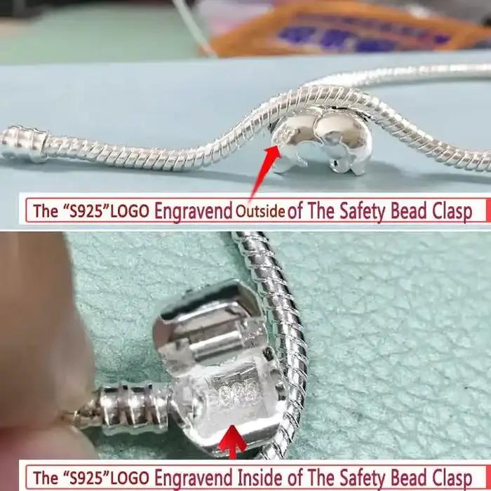 Bracelet Original en Argent Sterling 925 pour Femme, Breloques de Bricolage, Perles, Lien Salle, Bijoux de Poignet Classique, Célèbre Marque