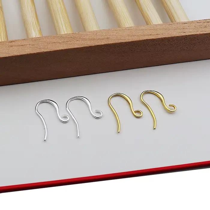 1 Paire de crochets d'oreille en argent sterling 925 massif de 15 mm, composants et accessoires pour la fabrication de bijoux DIY