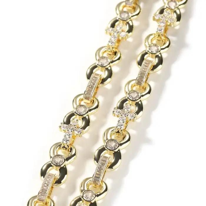 Collier Hip-hop pour hommes, bijoux haut de gamme, surface photosensible, croix infinie de 12mm, boucle de printemps, collier d'été (goutte d'eau cra