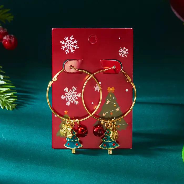 Boucles d'oreilles rouges pour femmes, chapeau étoile d'arbre de noël, goutte d'eau, bijoux délicats, boucles d'oreilles, cadeaux de noël