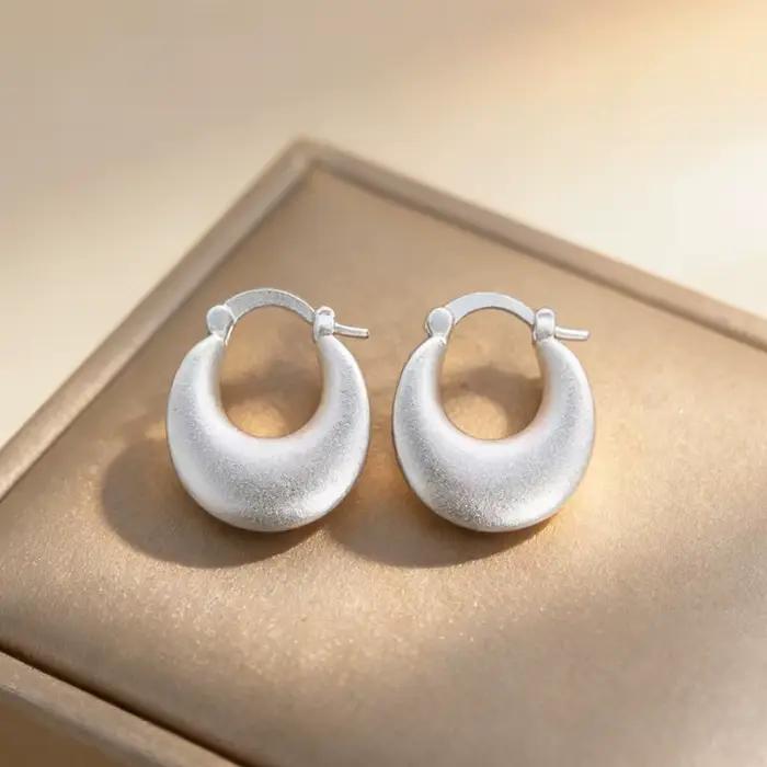 Boucles d'oreilles en argent Sterling 925 pour femmes, rondes brillantes géométriques, bijoux à la mode, cadeau de fête de mariage