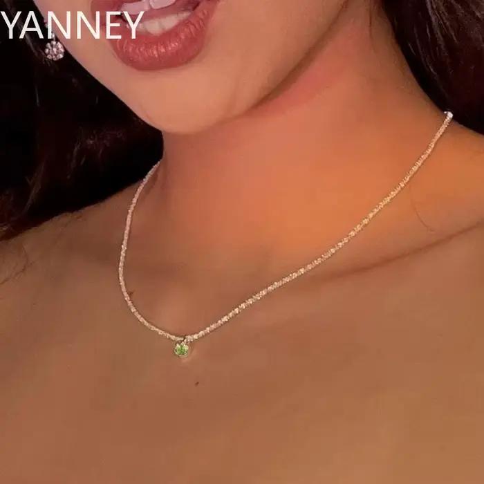Collier en argent 925 brillant pour femmes, 40-75cm, clavicule à la mode, accessoires de bijoux de fête de mariage coréens pour filles