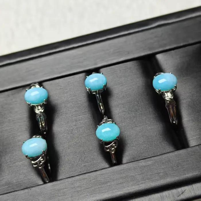 Bague en Amazonite Naturelle, Bijou de Doigt Flexible Incrusté Tendance, Bague Unisexe en Cristal de Glace de Haute Qualité