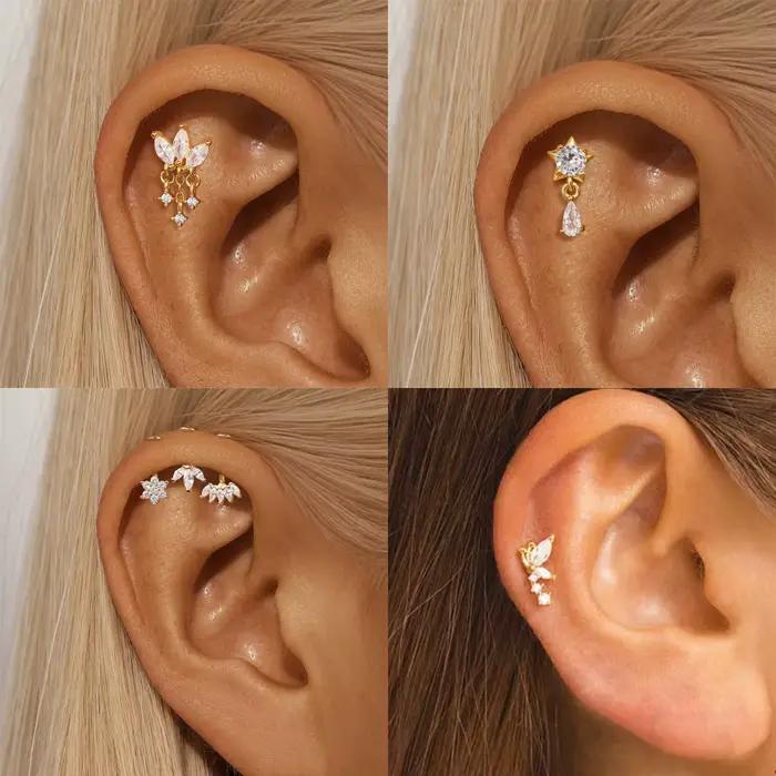 BoCabo-Boucles d'oreilles en argent regardé S925 avec empereur pour femme, bijoux piercing oeil de cheval, tête plate, accessoires de luxe, cadeaux