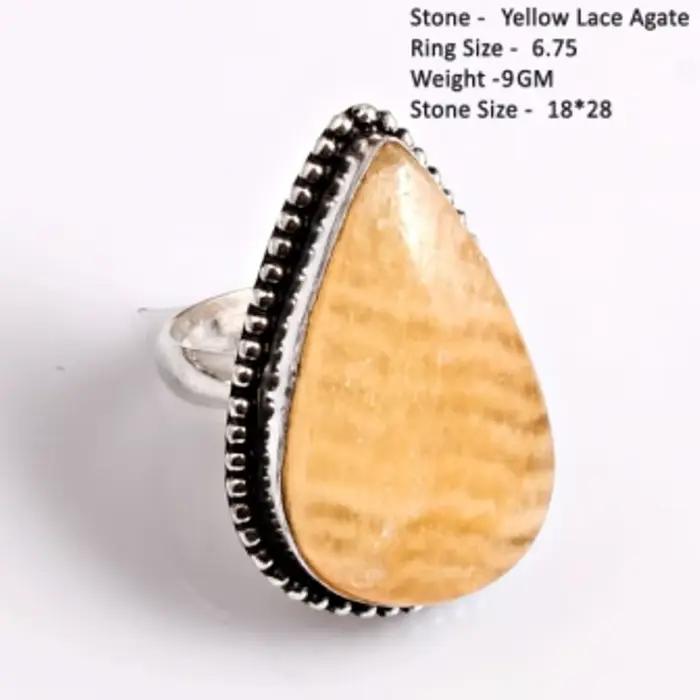 Bague en Amazonite, Agate, Charoite, Labradorite, Ambre et Améthyste authentiques, taille inférieure à 8