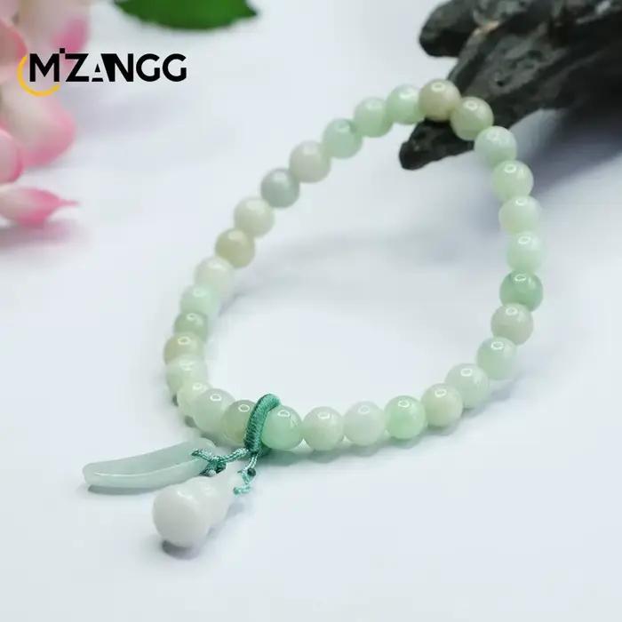 Bracelet en jadéite naturelle A Goods, gourde verte, sculpté à la main, bijoux haut de gamme, breloques porte-bonheur pour hommes et femmes