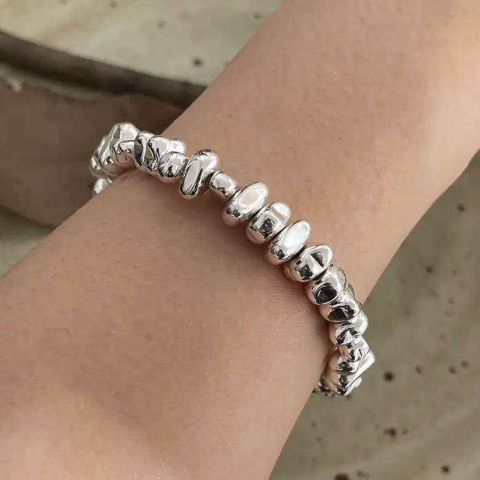 Bracelet rétro en argent Sterling 100% massif 925 pour femmes et hommes, Vintage, perles en pierre faites à la main, cadeau d'anniversaire