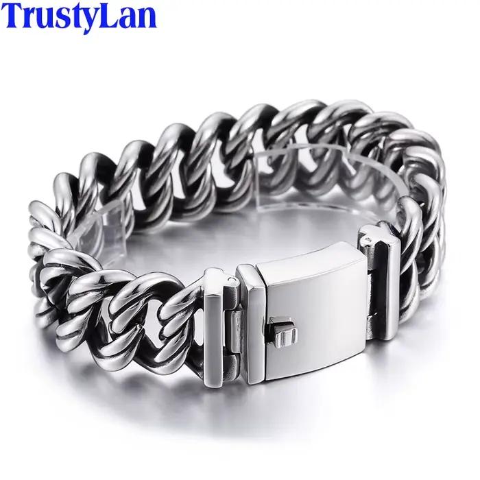 Chaîne en acier inoxydable de 22MM pour hommes, bracelets de poignet, bijoux de motard, bracelets pour hommes, cadeau pour petit ami