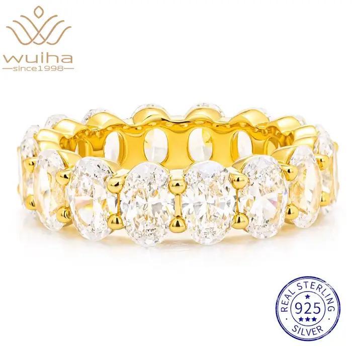 WUIHA 925 argent Sterling 3*5 MM coupe ovale laboratoire saphir diamants à haute teneur en carbone pierres précieuses alliance bague de fiançailles bijoux fins