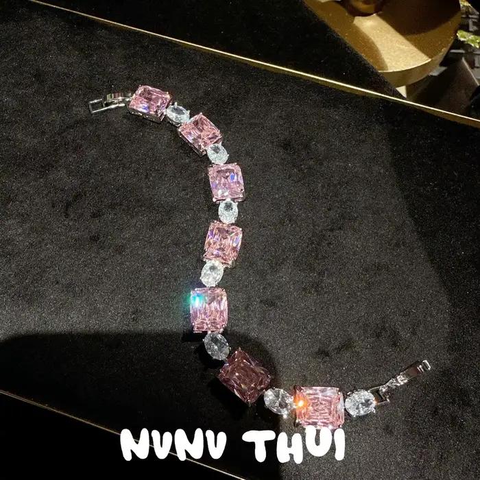 Bracelet Goutte d'Eau en Zircon Rose Princesse Autrichienne – Bijou Élégant