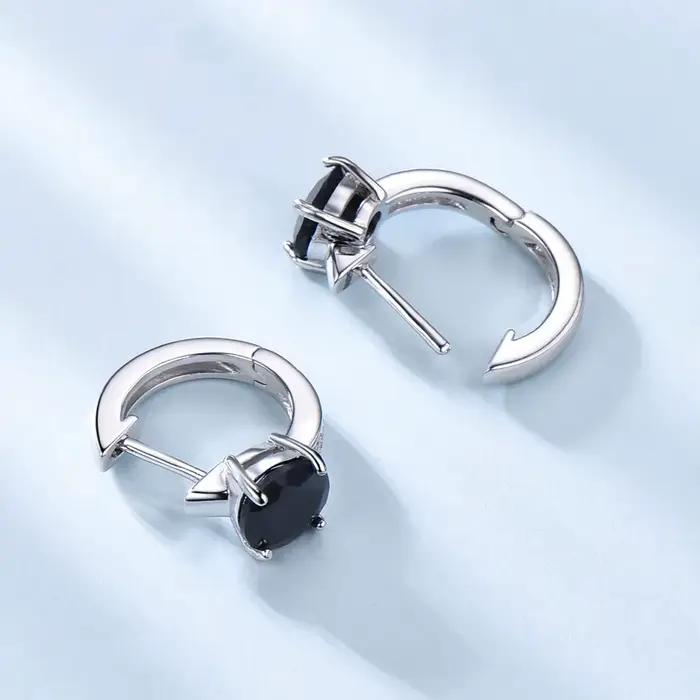 Boucles d'oreilles rondes à Clip noir, en argent Sterling 925, cadeau d'anniversaire pour femmes, 2025