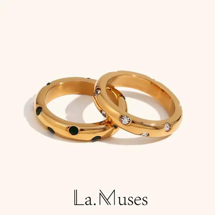 La. Muses Rotterdam-Bague plaquée or 18 carats pour femme, bijoux fantaisie, acier inoxydable, conia cubique, cadeau, kling, contre-indiqué