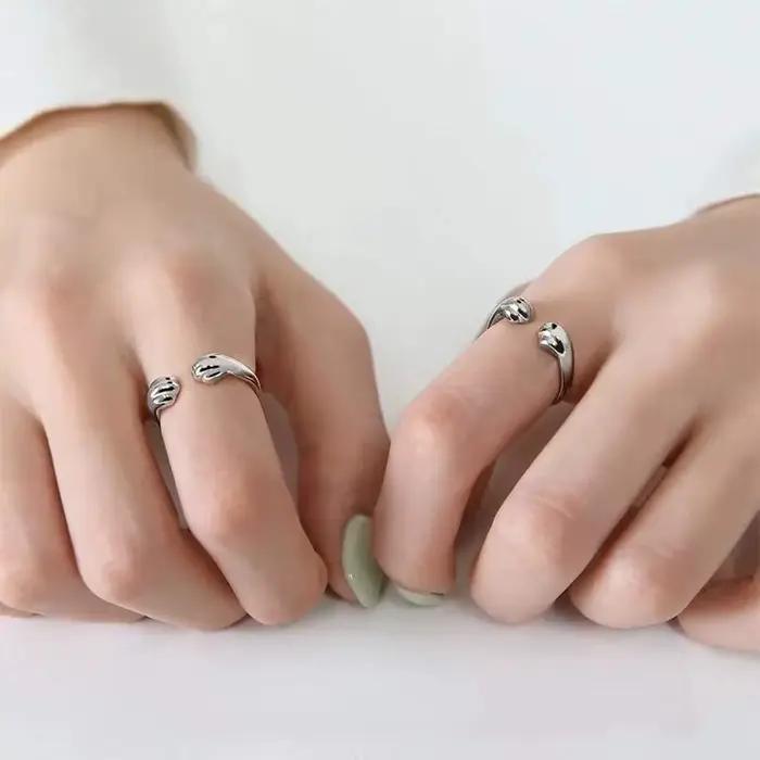 Bague oreilles de chat rose carillon pour femmes et filles, conception d'ouverture, étreinte de patte de chat, bague serrée, cadeau de bijoux, mignon