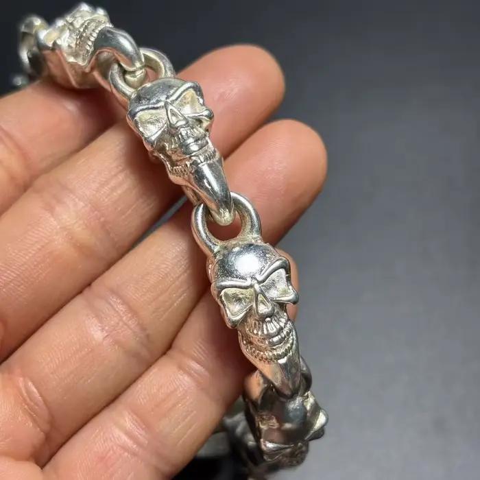 Mode tibétain argent Transport bénédiction de dieu crâne Bracelet Fortune éloigner les mauvais esprits hommes femmes cadeau personnalisé