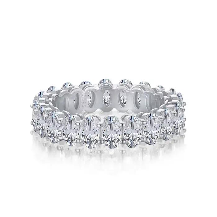 WUIHA 925 argent Sterling 3*5 MM coupe ovale laboratoire saphir diamants à haute teneur en carbone pierres précieuses alliance bague de fiançailles bijoux fins