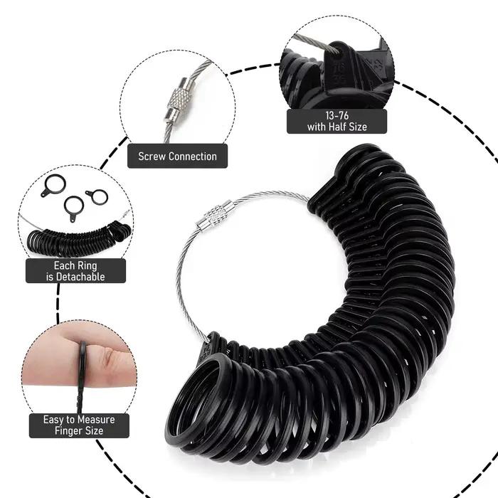 Jauge de taille de doigt en plastique, outil de mesure de la taille de bague EU/UK/US, outils professionnels de dimensionnement de bijoux