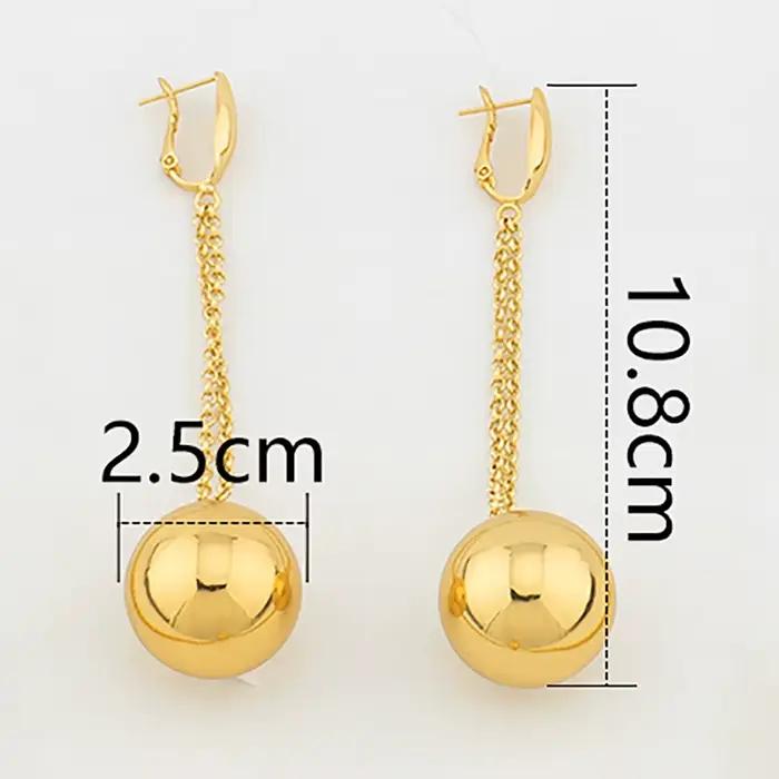Boucles d'oreilles en perles rondes plaquées or pour femmes, boucles d'oreilles simples en forme de boule circulaire, accessoires de bijoux à la mode, cadeaux d'anniversaire