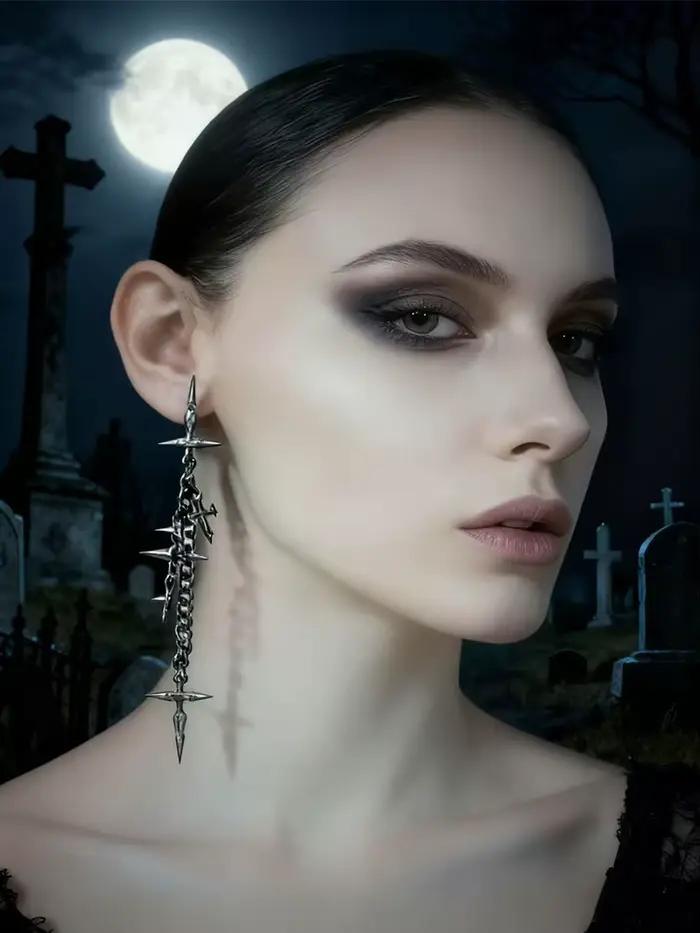 Boucles d'oreilles gothiques en chaîne croisée, accessoires de bijoux à la mode, pièce tranchante unisexe pour hommes et femmes