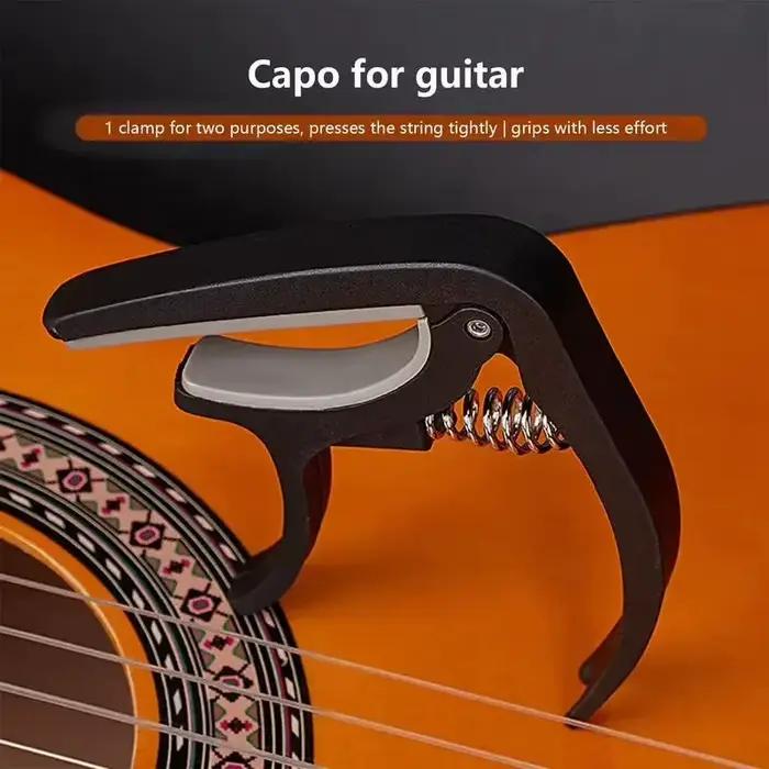 Pince d'accordage de guitare noire, capo portable en plastique, accessoire d'instrument de musique pour guitare à 6 cordes