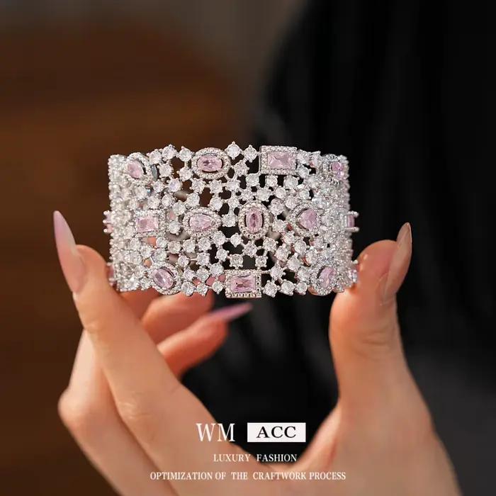 Bracelet Goutte d'Eau en Zircon Rose Princesse Autrichienne – Bijou Élégant