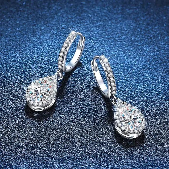 JoiasHome – boucles d'oreilles en Moissanite pour femmes, 1CT, en argent pur S925, diamants cultivés en laboratoire, bijoux de mariage élégants