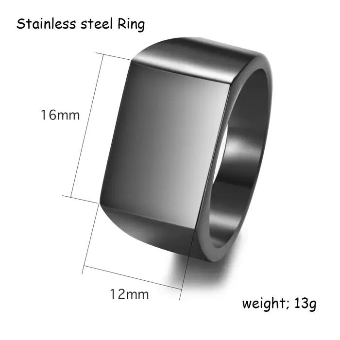 Anneaux pour femmes personnalisé gravé Photo nom mots Rectangle anneaux pour hommes cadeaux Anillos Mujer Anel bijoux en acier inoxydable