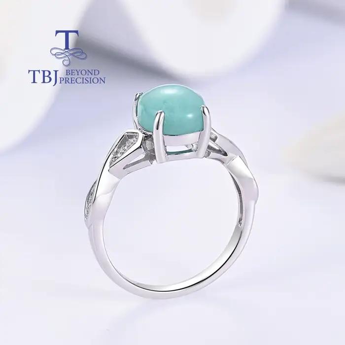 Magnifiques bagues ovales naturelles en amazonite, 2,97 ct, 8x10mm, en argent sterling 925, pierres précieuses réelles, bijoux fins pour cadeaux d'anniversaire pour femmes