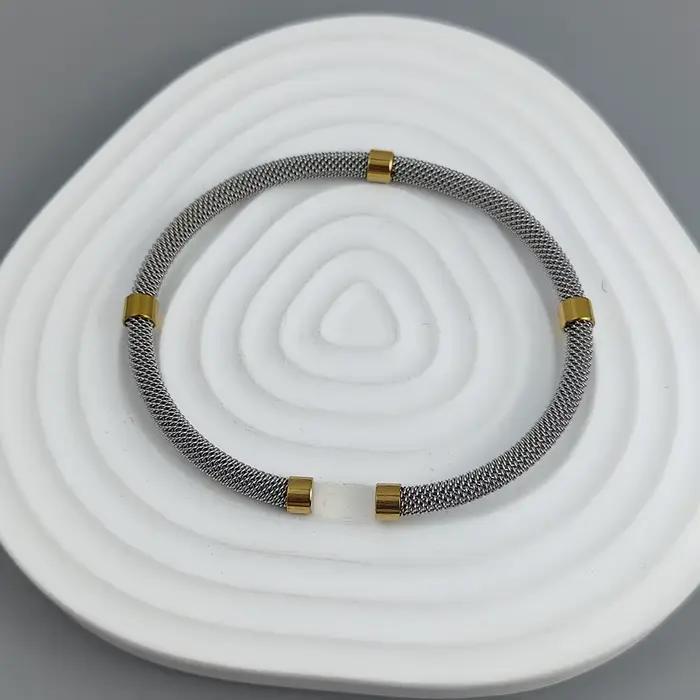 Bracelet en acier inoxydable plaqué or 18 carats, treillis métallique en acier, étanche, haute qualité, cadeau pour femme, couple, nouveau