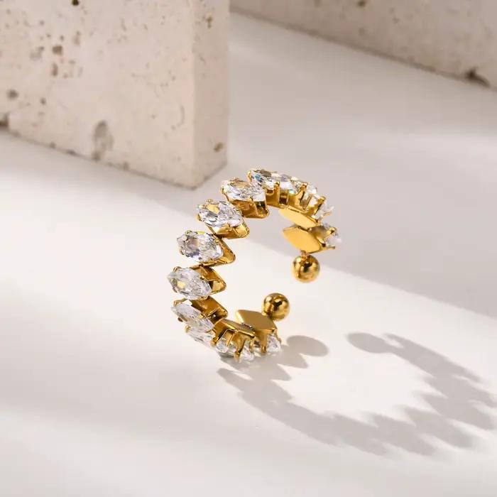 Vnox-Bague de fiançailles en cristal pour femme, bijou de luxe en forme de cubique, cadeau pour elle