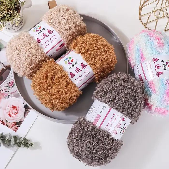 Fil bouclé DIY en mélange de laine pour crochet, idéal pour écharpes et amigurumi