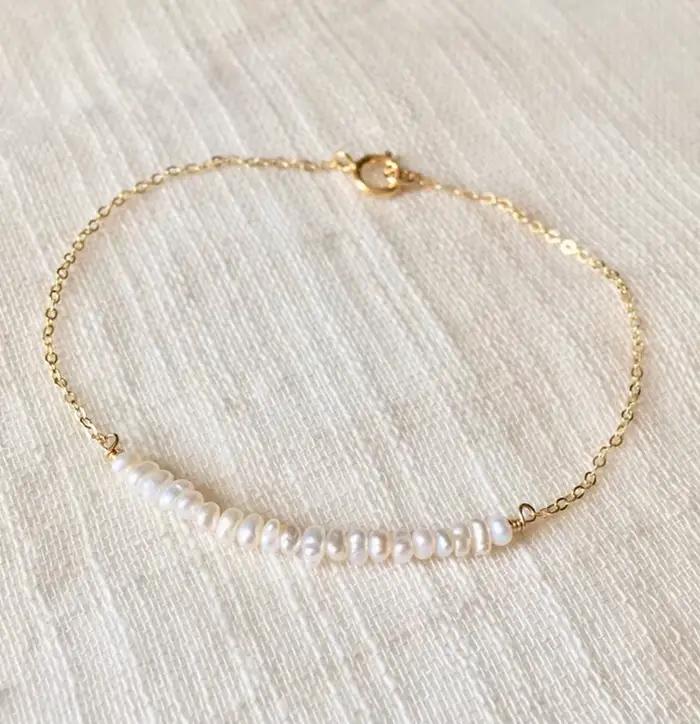 Bracelet Vintage en perles naturelles pour femmes, rempli d'or/argent 925, bijoux faits à la main, style Boho