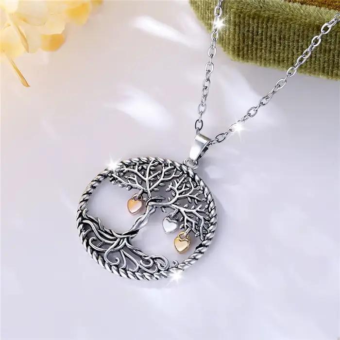 Collier pendentif arbre de vie pour femme, mignon, couleur or, bijoux de mariage, cadeau pour femmes