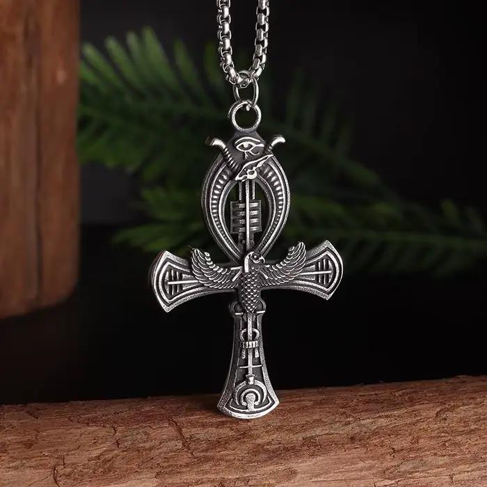 Vintage égyptien clé de vie Ankh croix pendentif Horus Patronus collier hommes mode pharaon amulette bijoux