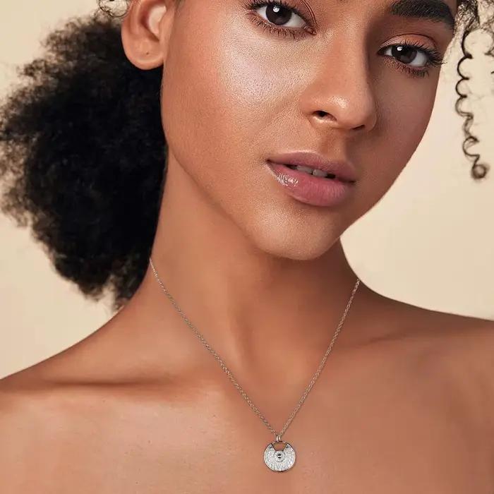 Collier Moissanite M-JAJA pour femmes D VVS1, plaqué or blanc 18 carats, chaîne en argent Sterling 925, amulette en diamant, pendentif, bijoux cadeaux