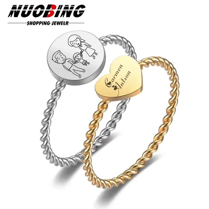 Bagues de mariage personnalisées pour femmes, acier inoxydable, bande de couple, nom des travailleurs, amoureux, cadeaux de bijoux romantiques