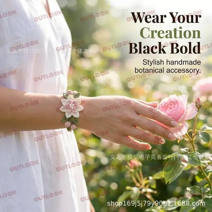 Kit de bracelet au crochet d'inspiration naturelle DIY pour adultes, kit fait main, accessoires à suspendre, petits cadeaux pour amis