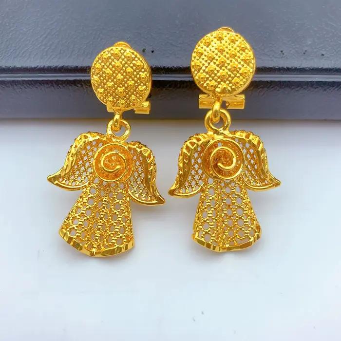 Ensemble de bijoux indiens pour femmes, collier et boucles d'oreilles plaqués or 24 carats, africain, dubaï, Nigeria, cadeau de fête de mariage