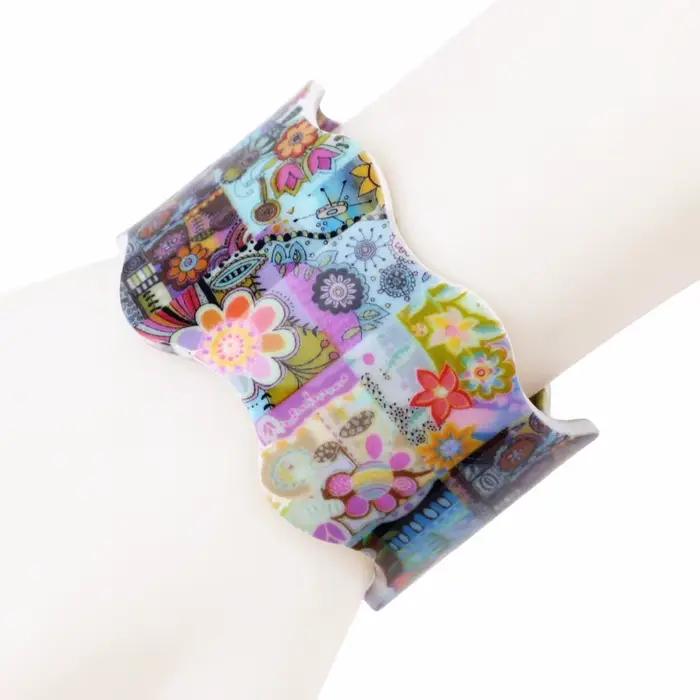 Bonsny – Bracelets large en acrylique motif fleur fraîche pour femmes, Bijoux à la mode, nouvelle collection 2017