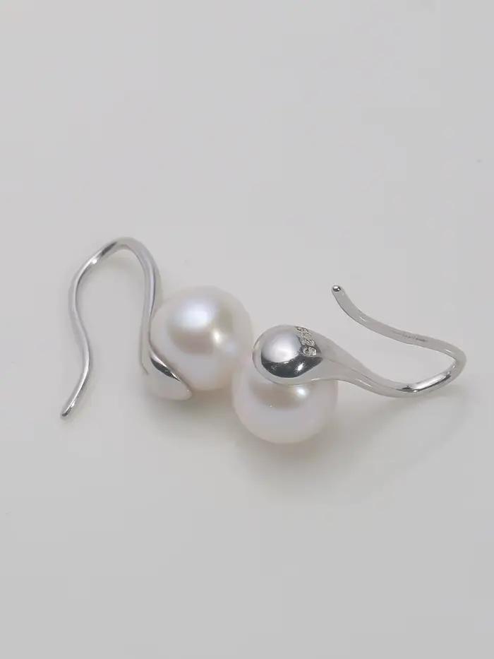 Boucles d'oreilles en argent sterling 925 avec perle d'eau douce naturelle ronde pour femmes, bijoux élégants et sophistiqués pour soirées et occasions spéciales