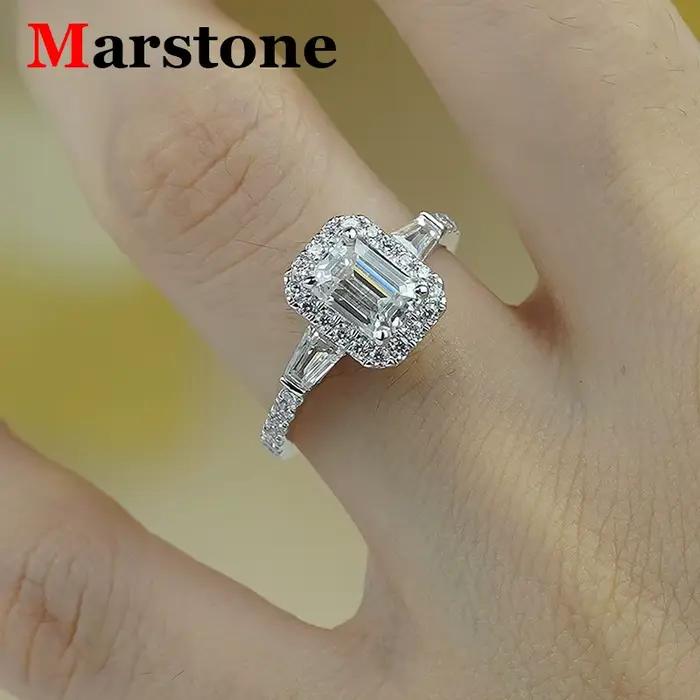 Bague en argent regardé S925 pour femme, diamant Moissanite complet, document D émeraude, plaqué or 18 carats, bijoux fins pour femme