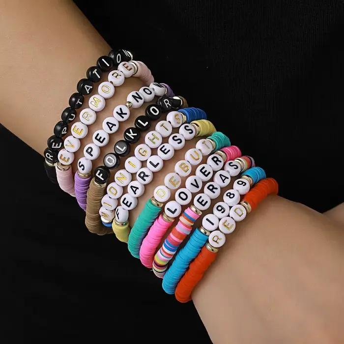 Amant sans peur Bracelets Folklore parler maintenant Bracelets ensemble polymère argile 1989 réputation amitié TS Eras Tour Bracelets ensemble