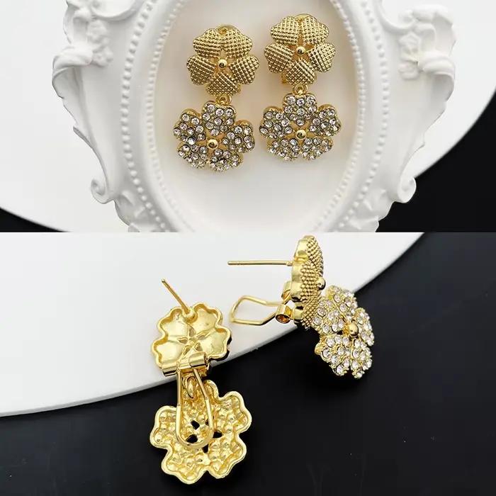 Ensembles de bijoux de Dubaï et du Nigéria pour femmes, design de luxe, cinq pétales de fleurs, pendentif, collier, boucle d'oreille, bracelet et bague