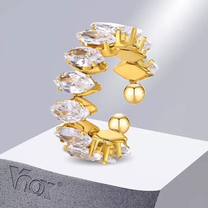 Vnox-Bague de fiançailles en cristal pour femme, bijou de luxe en forme de cubique, cadeau pour elle