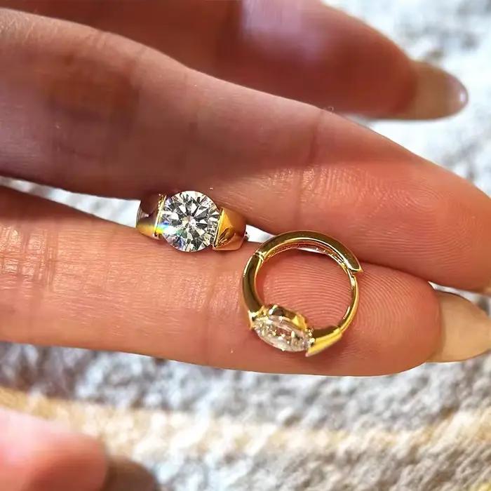 BXINY – boucles d'oreilles en moissanite 4cttw, boucles d'oreilles en argent S925, diamants certifiés scintillants, pour femmes, cadeaux, bijoux fins