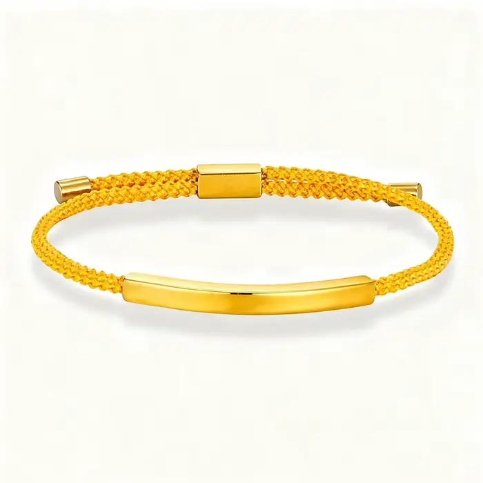 Bracelet avec Logo gravé personnalisé, numéro SOS, couleur or, en acier inoxydable, pour hommes et femmes, corde tressée réglable, bijoux