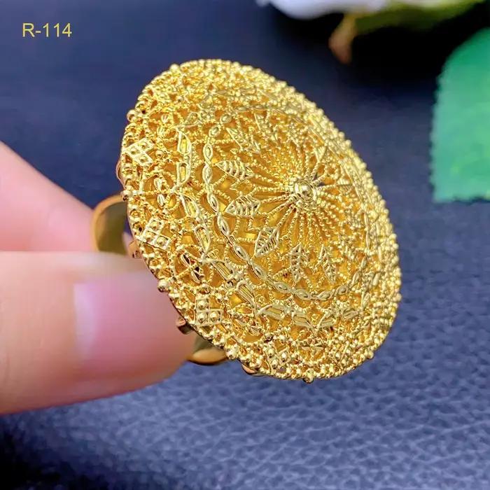 XUHUANG bijoux africains couleur or 24K grandes bagues pour femmes dubaï ethiopie luxe grand anneau adapté aux cadeaux de mariage et de fête