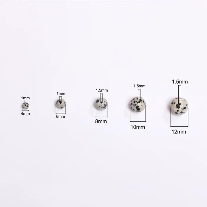 40-15 pièces/sac 4mm/6mm/8mm/10mm/12mm pierre naturelle ronde en vrac perle de jaspe dalmatien pour la fabrication de bijoux bracelet à bricoler soi-même